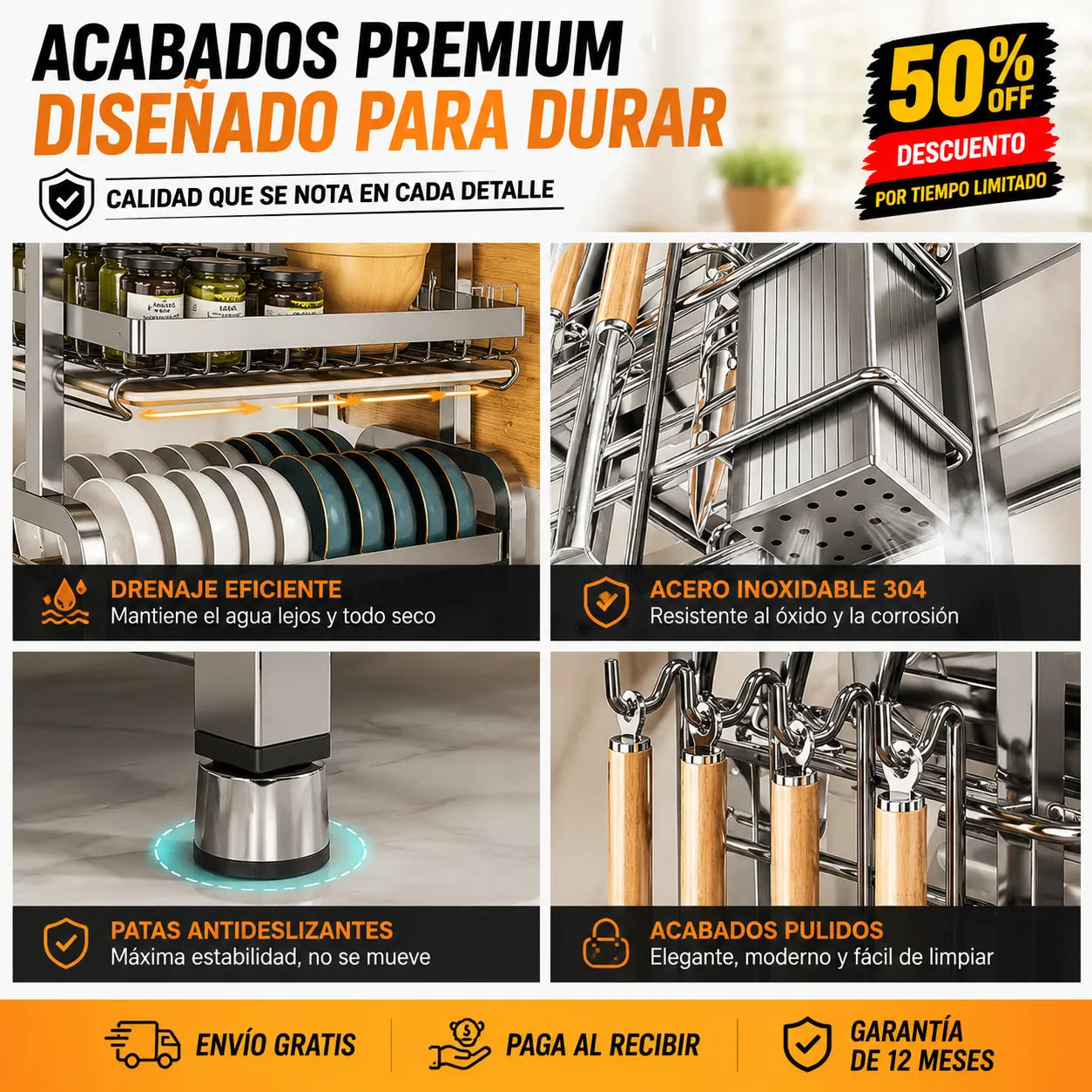 Escurridor Platos en Acero Inoxidable: Tu Cocina Siempre Ordenada 🥘✨