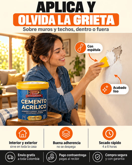 2x1 Cemento Acrílico Repara Huecos y Grietas