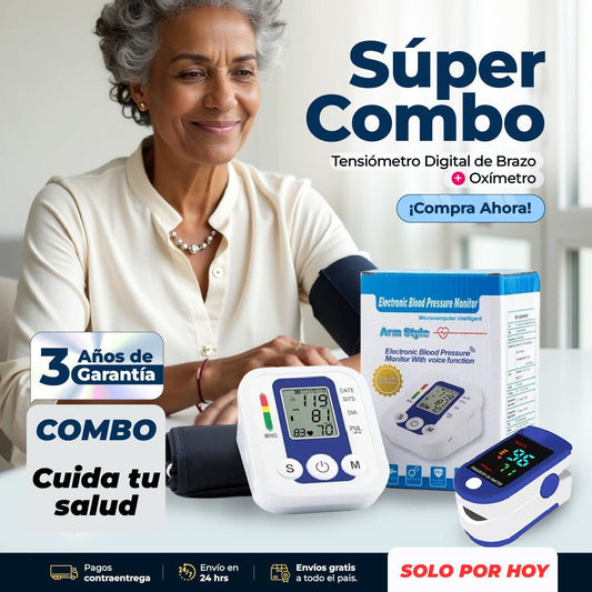 Combo: Tensiómetro Digital + Oxímetro de Pulso