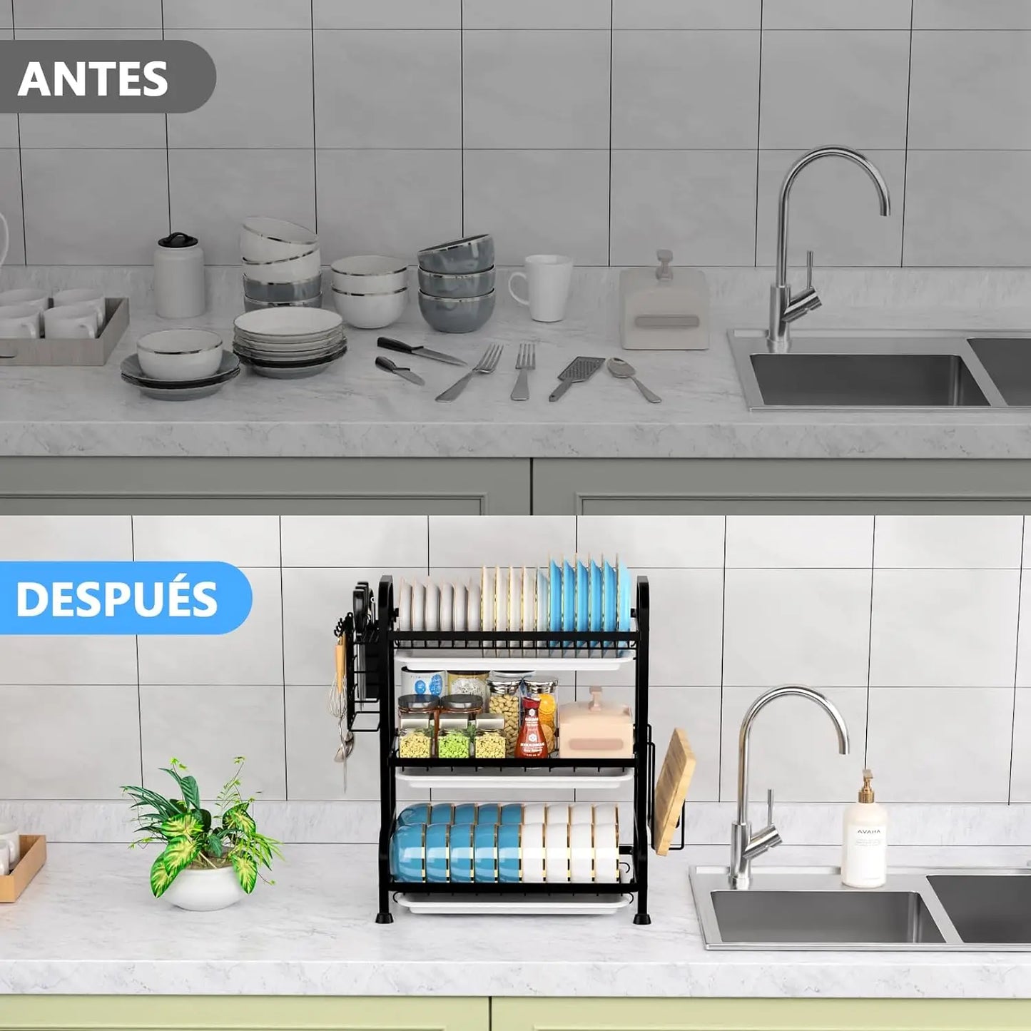 Escurridor Platos 3 Niveles en Acero Inoxidable