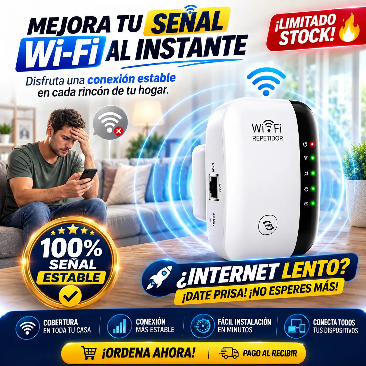 Repetidor WiFi Hogar: Señal Amplía y Estable en Toda la Casa