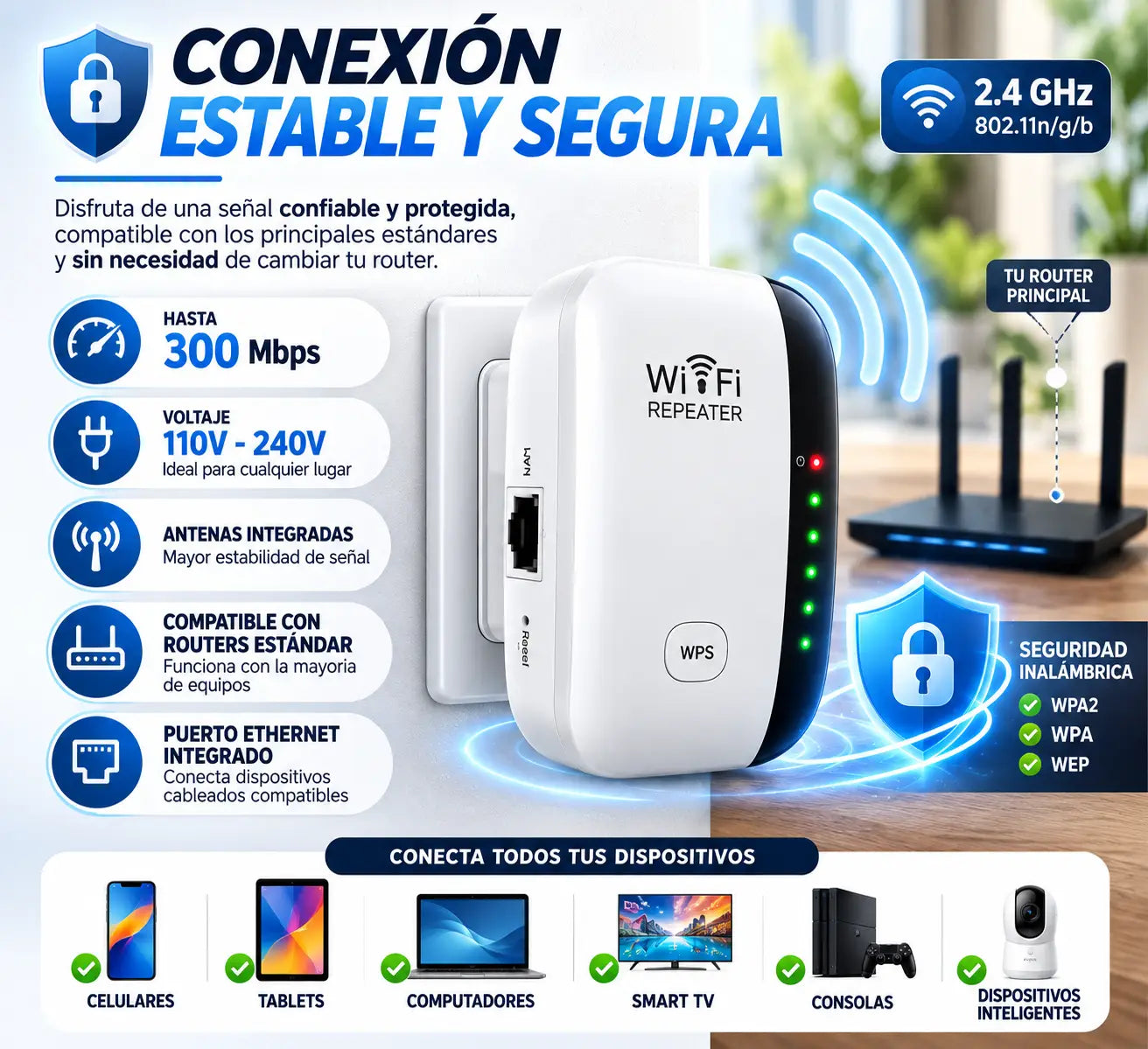 Repetidor WiFi Hogar: Señal Amplía y Estable en Toda la Casa