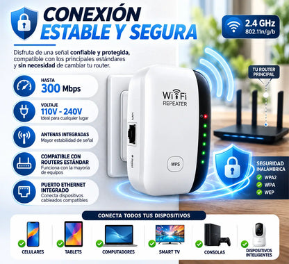 Repetidor WiFi Hogar: Señal Amplía y Estable en Toda la Casa