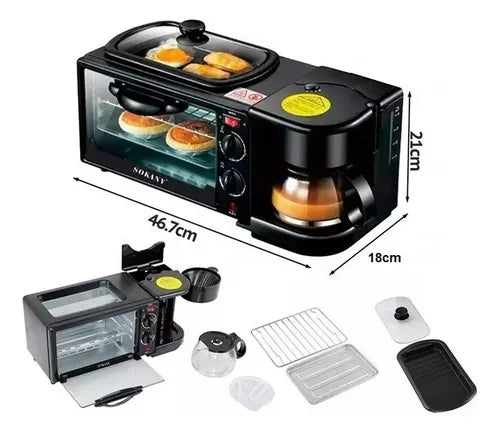 Horno Multifuncional 3 en 1: Desayunos Deliciosos en Minutos 🥘