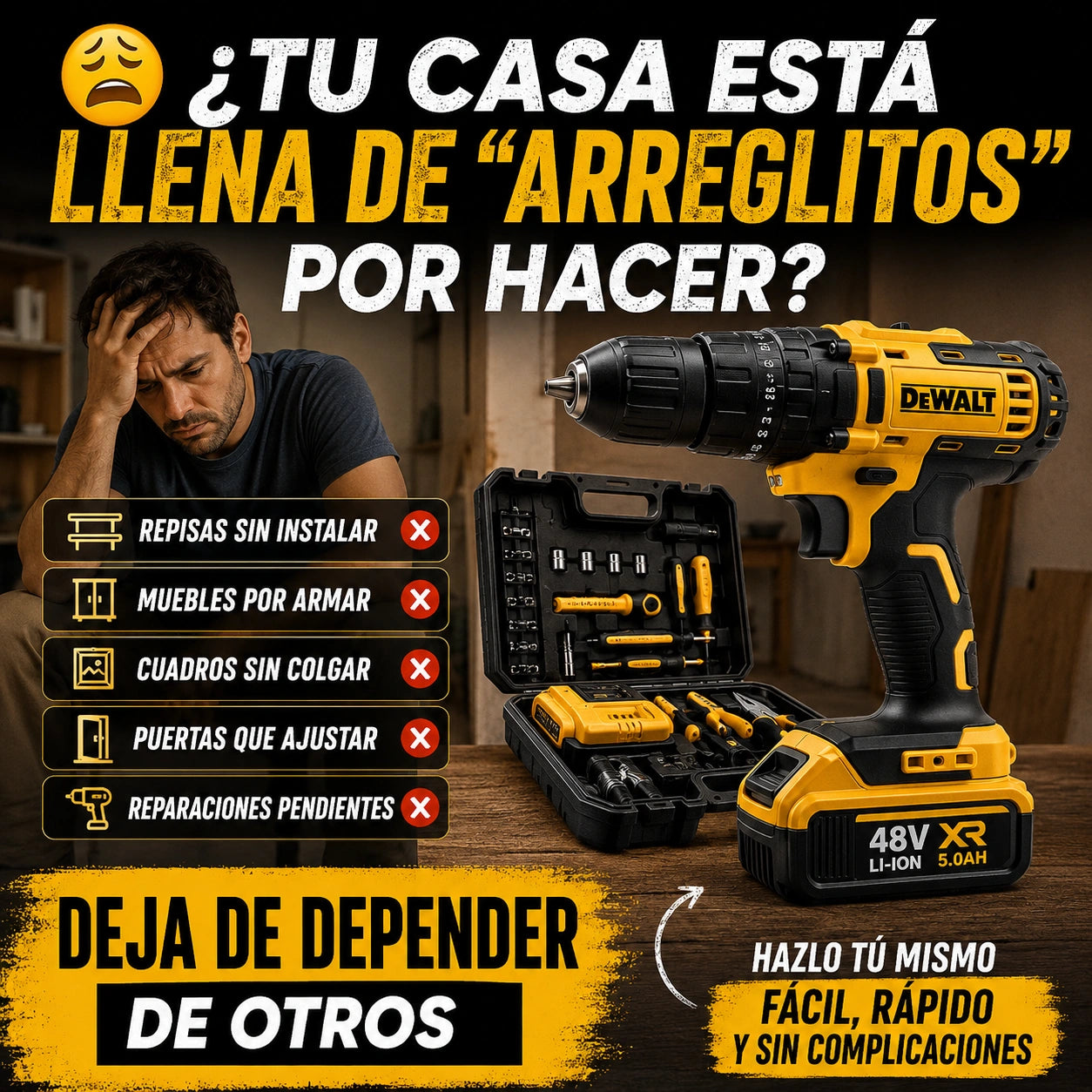Taladro Percutor DeWALT 2 Baterias 48v