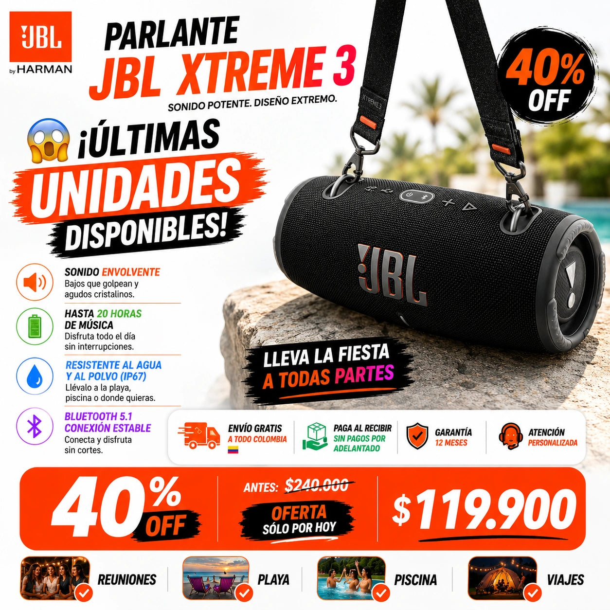 Parlante JBL Xtreme 3: Sonido Superior 🎶