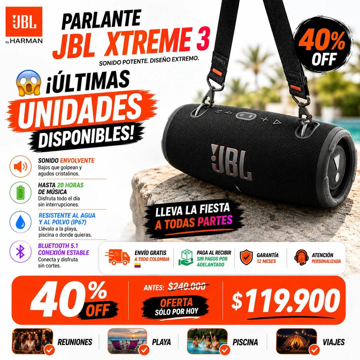 Parlante JBL Xtreme 3: Sonido Superior 🎶