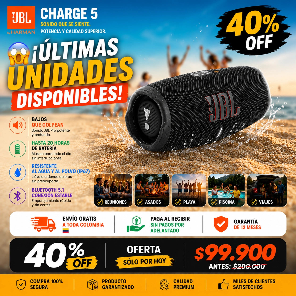 Parlante JBL Charge 5: Sonido Superior 🎶