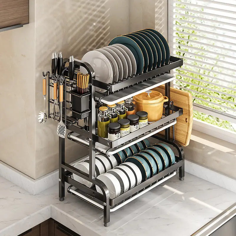 Escurridor Platos 3 Niveles en Acero Inoxidable