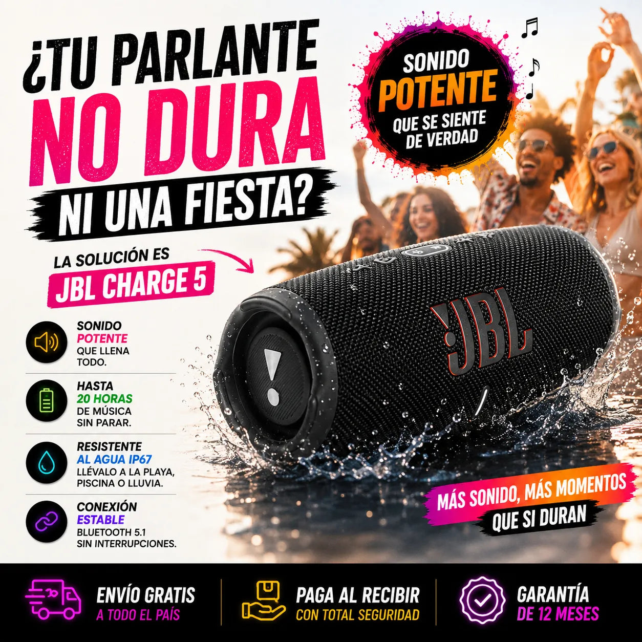 Parlante JBL Charge 5: Sonido Superior 🎶