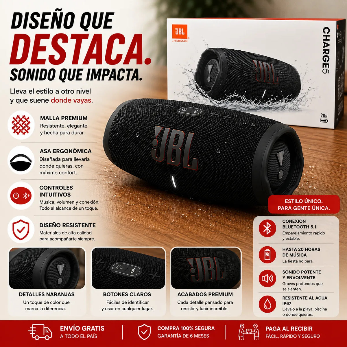 Parlante JBL Charge 5: Sonido Superior 🎶