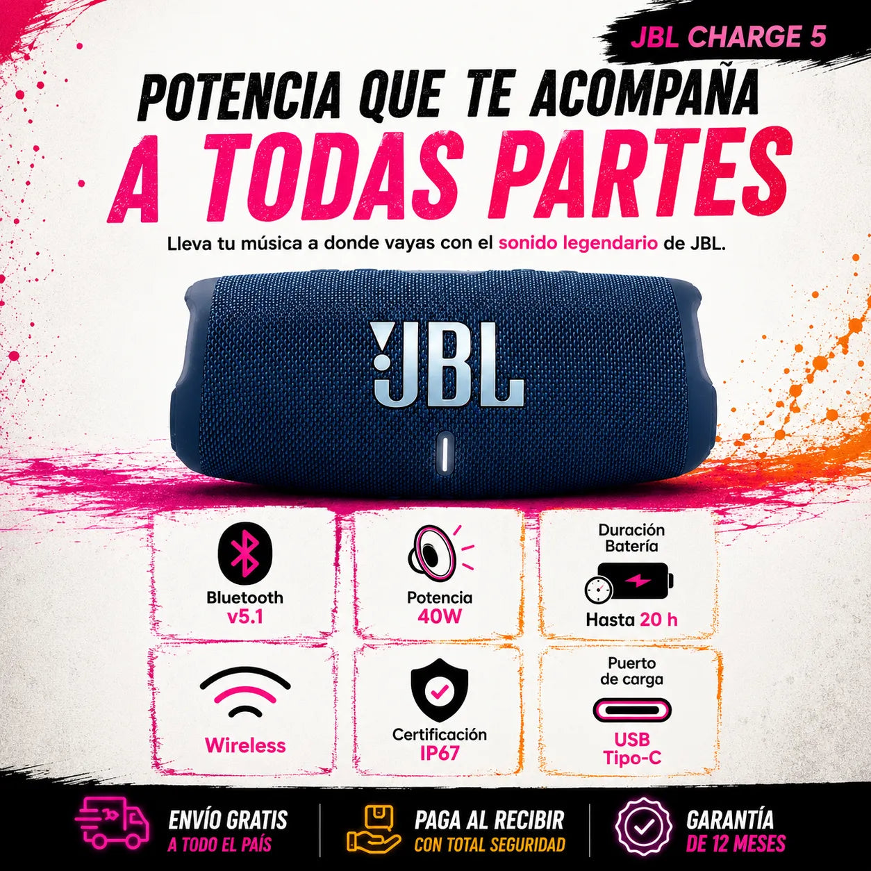 Parlante JBL Charge 5: Sonido Superior 🎶