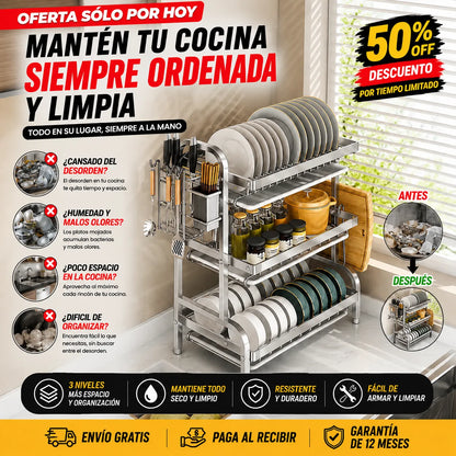 Escurridor Platos en Acero Inoxidable: Tu Cocina Siempre Ordenada 🥘✨