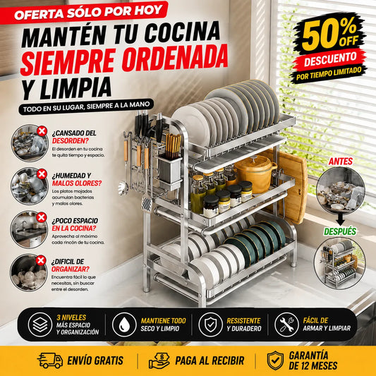 Escurridor Platos en Acero Inoxidable: Tu Cocina Siempre Ordenada 🥘✨