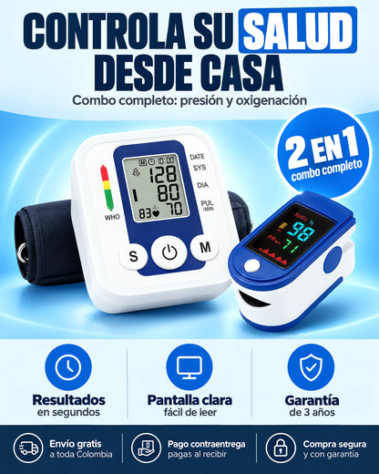Combo Oximetro de Pulso + Tensiómetro Digital