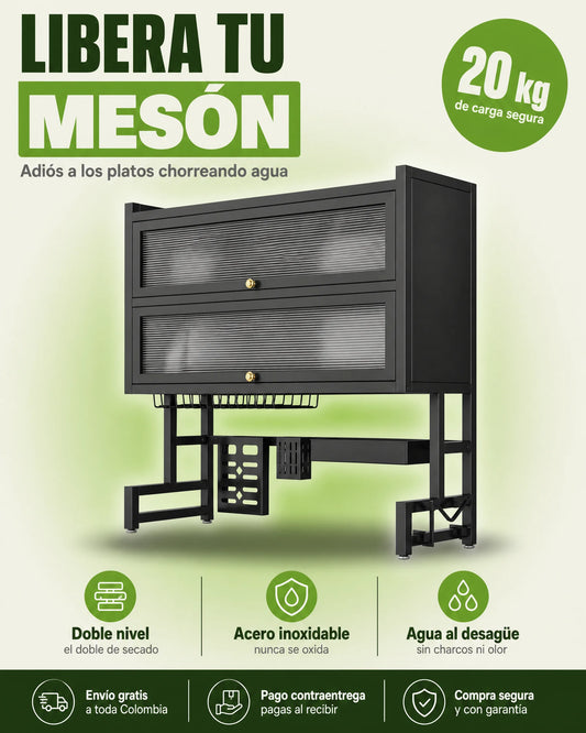 Escurridor 3 Niveles con Tapa: Tu Cocina Siempre Organizada 💫