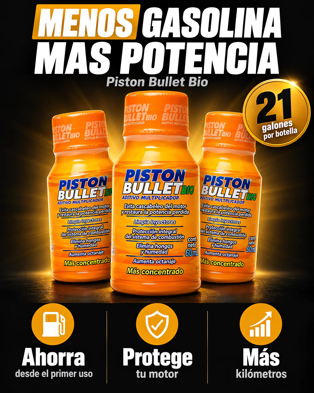 🔥 Combo x3 Piston Bullet Bio: Ahorra Gasolina en Cada Tanqueada