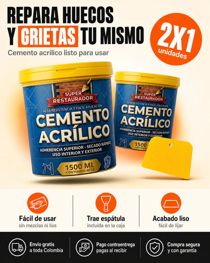2x1 Cemento Acrílico Repara Huecos y Grietas