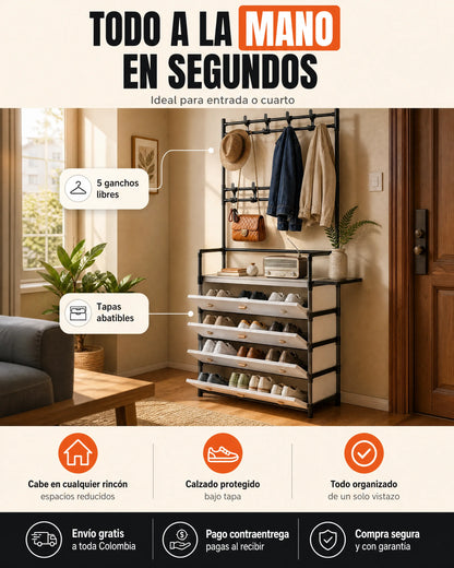 Perchero Organizador Zapatero Con Tapa