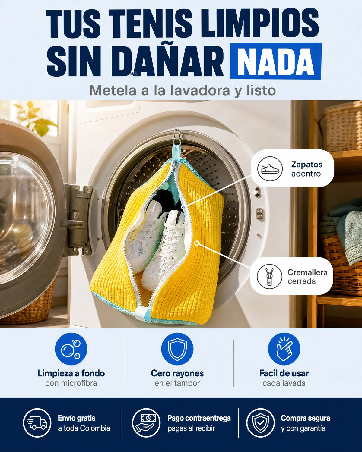Funda MicroFibra Para Lavar Zapatos Sin Dañarlos 👟