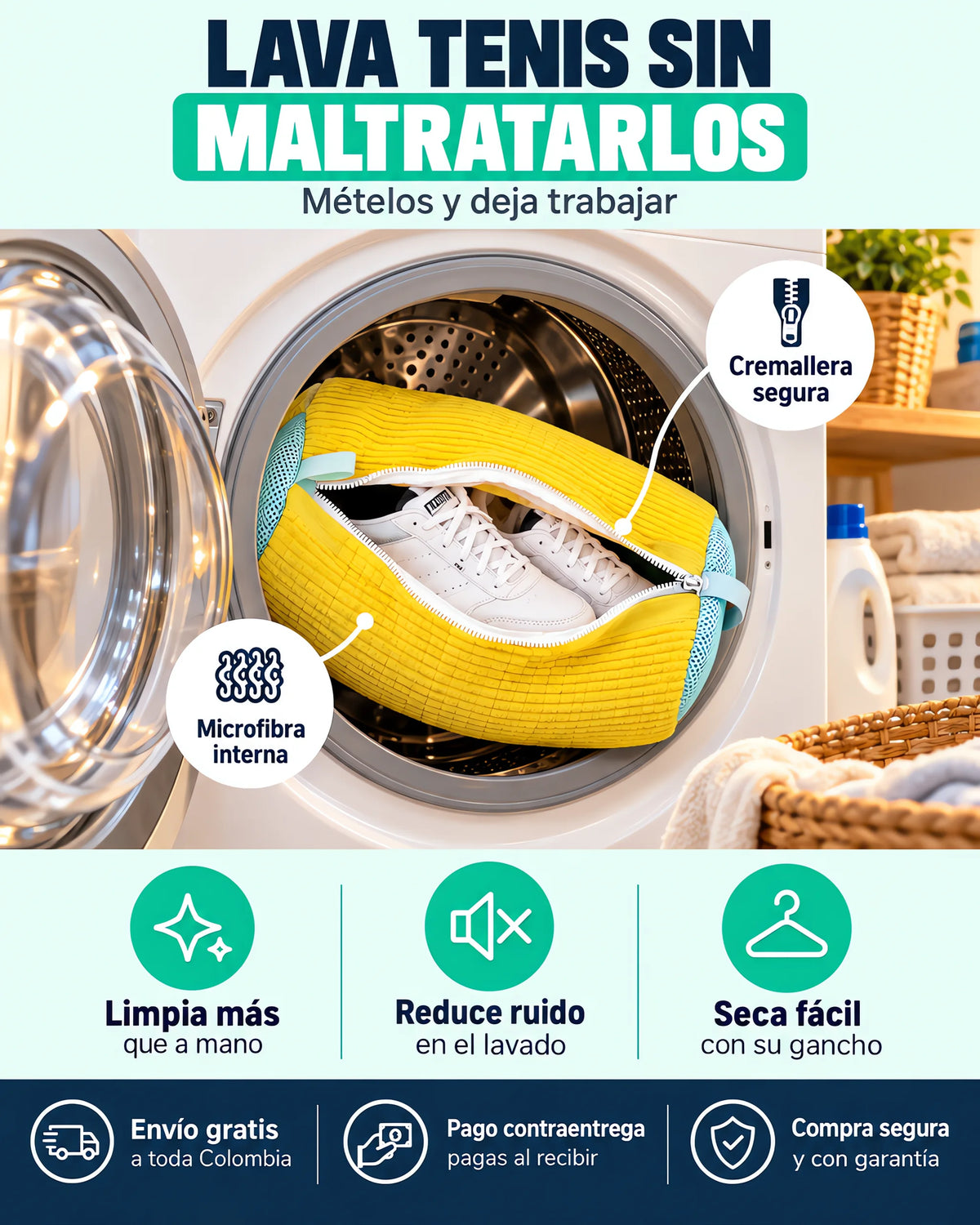 Funda de Microfibra Para Lavar Zapatos — en_uso