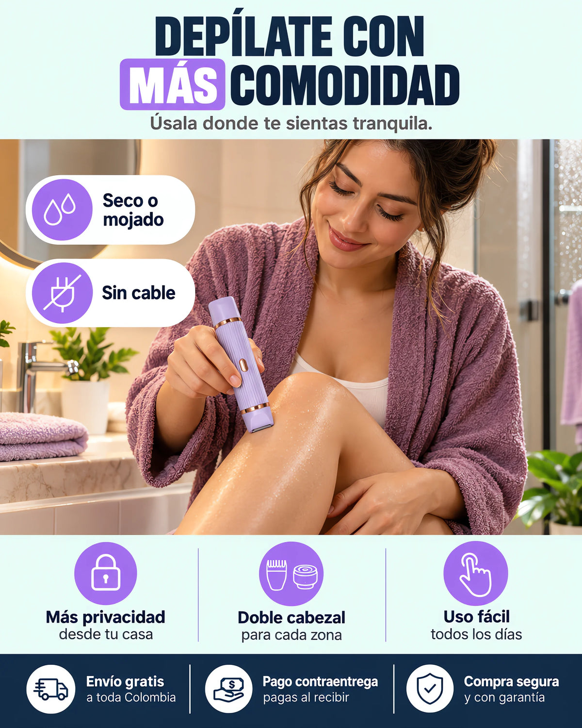 Depiladora Eléctrica 2 en 1 Recargable