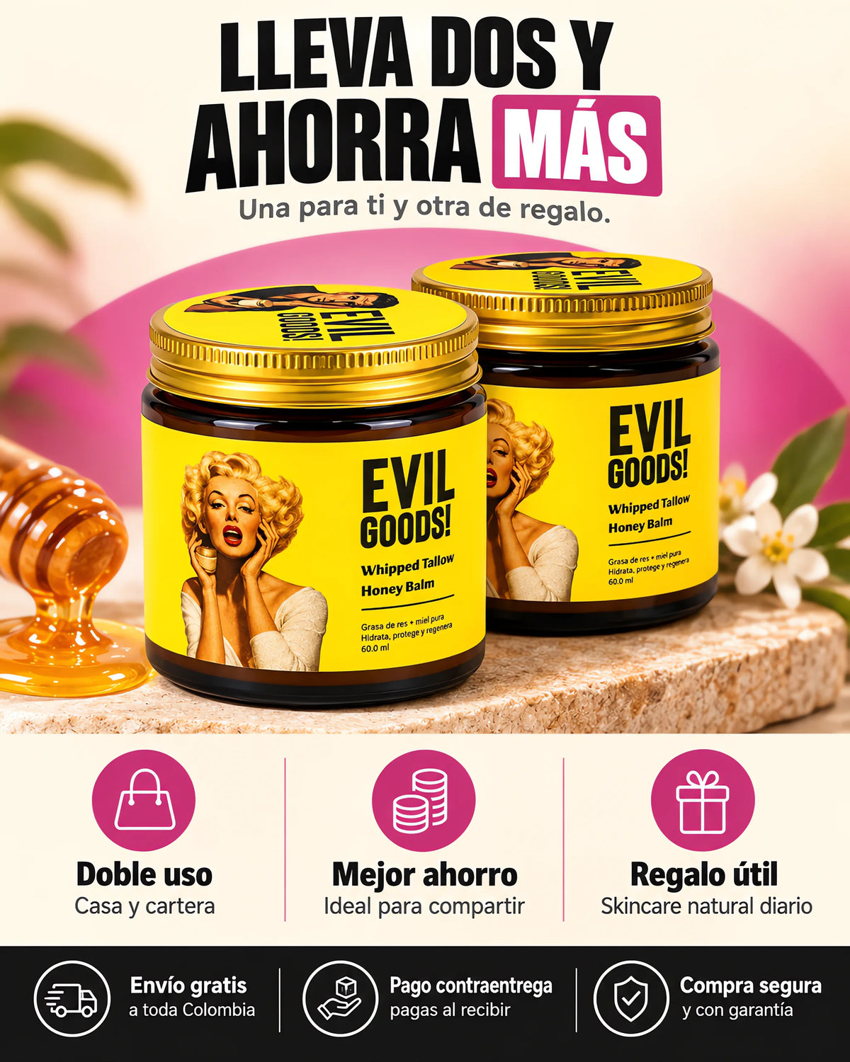 Promo Paga 1 Lleva 2 Sebo de Res Evil Goods 60 ML +  Regalo