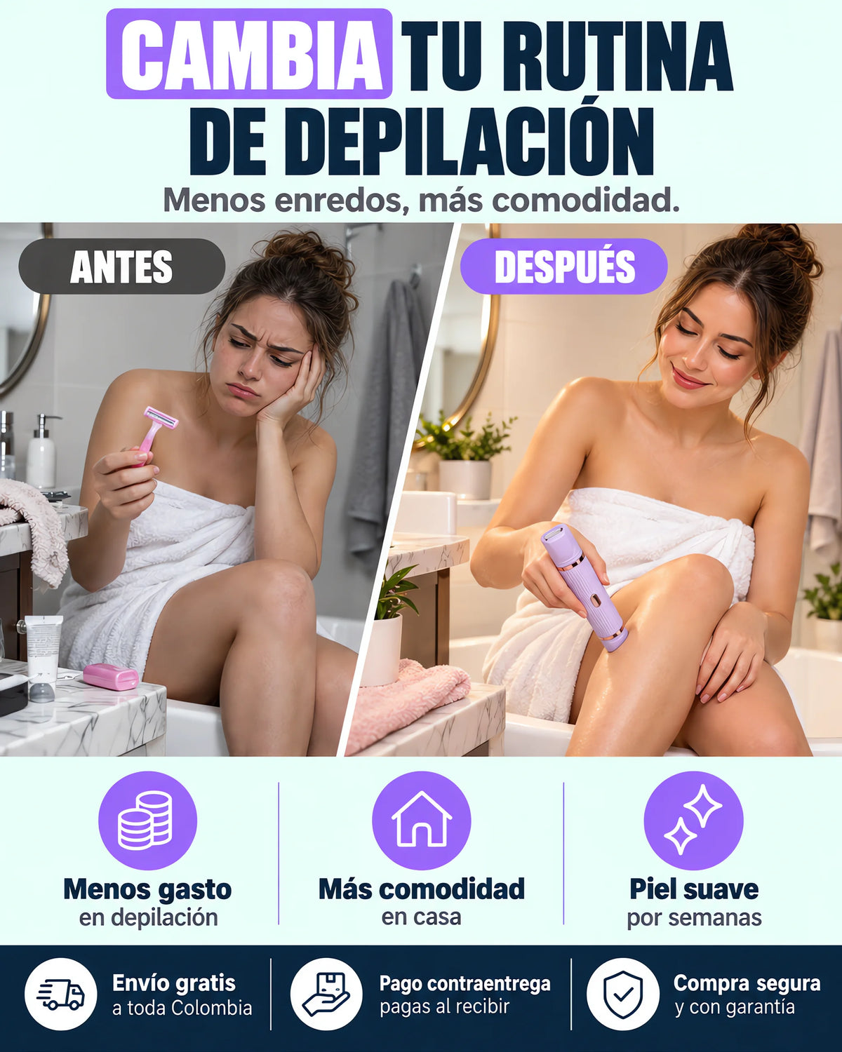 Depiladora Eléctrica 2 en 1 Recargable