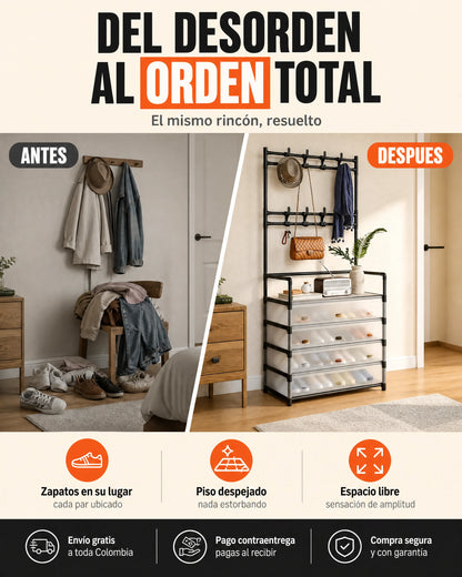 Perchero Organizador Zapatero Con Tapa