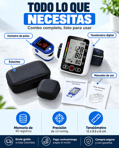 Combo Oximetro de Pulso + Tensiómetro Digital
