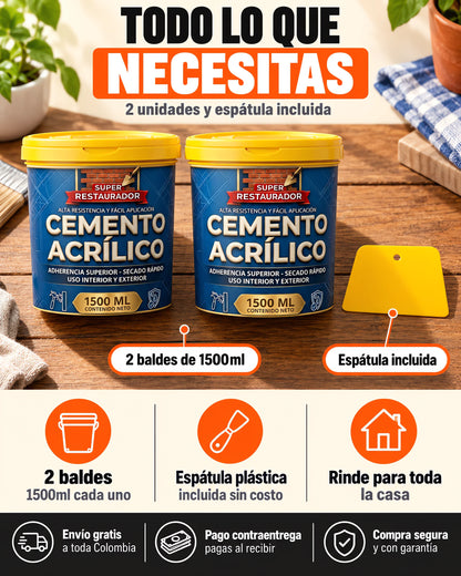 2x1 Cemento Acrílico Repara Huecos y Grietas