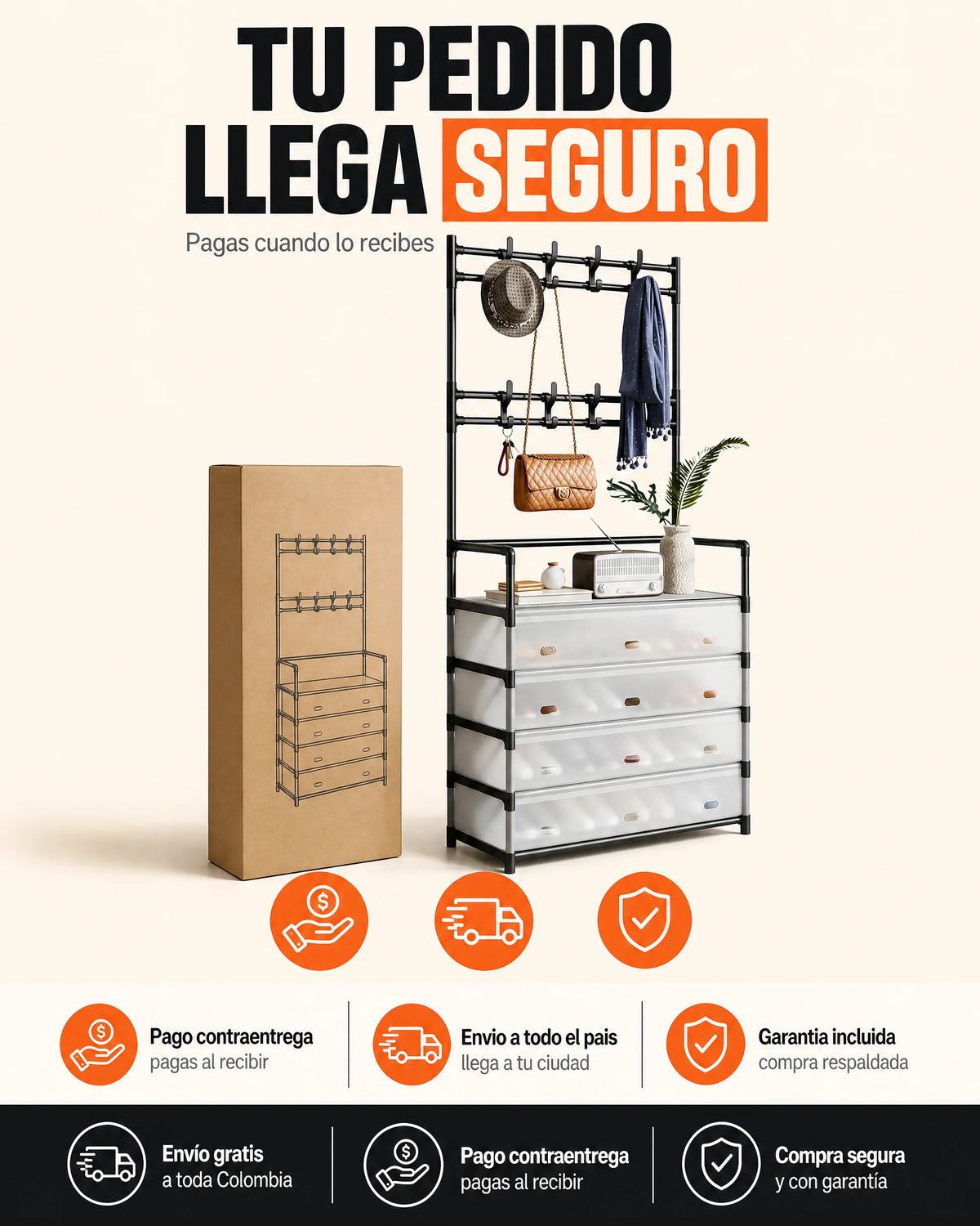 Perchero Organizador Zapatero Con Tapa
